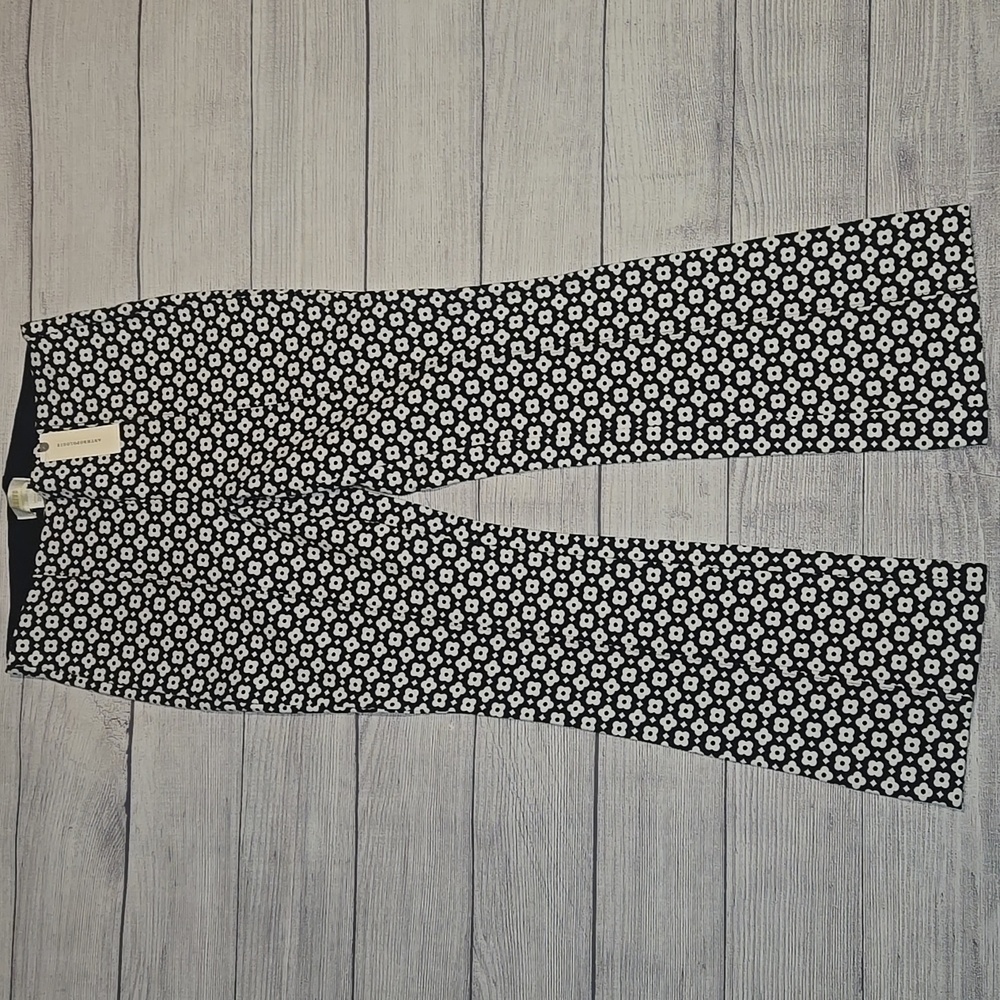 Maeve by Anthropologie Margot Kick-Flare Cropped Pants Black/White Size S NWT